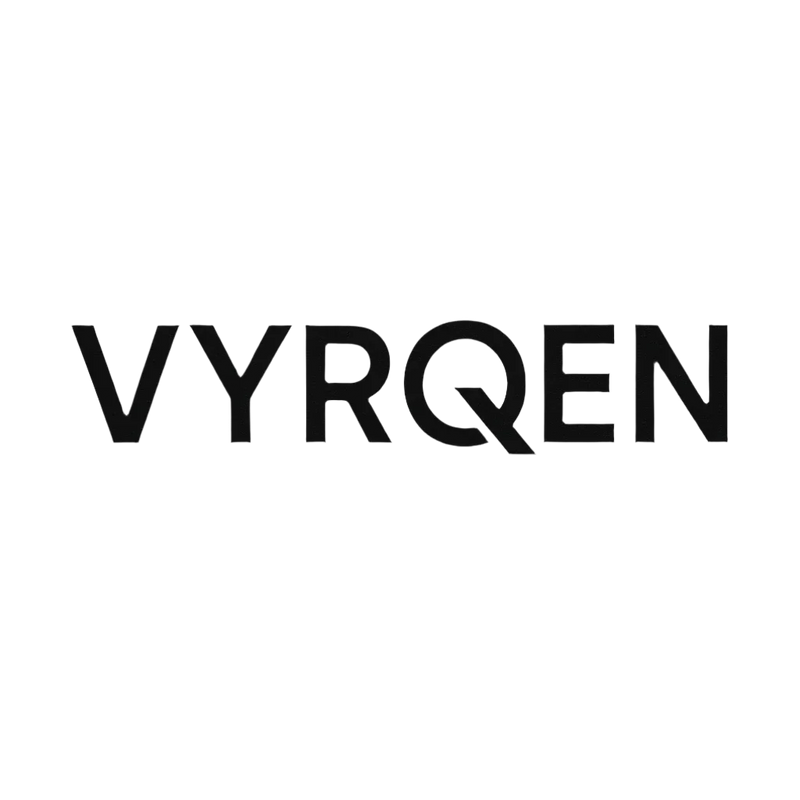 Black 'VYRQEN' logo on a white background